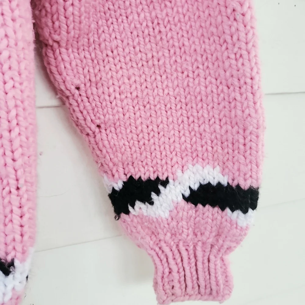 Vintage Girl's Hand Knit Pink Pullover Sweater M - Picture 3 of 5
